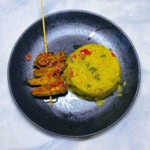 fried rice and kebab