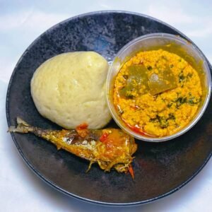Semo,egusi and fish